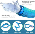Expandable Garden Hose 100 ft with 10 Function Nozzle Sprayer, Lightweight Flexible Water Hose with Durable Collapsible Latex Core & Solid Brass Fittings, 100ft Retractable Stretch Hose, Blue - Image 3