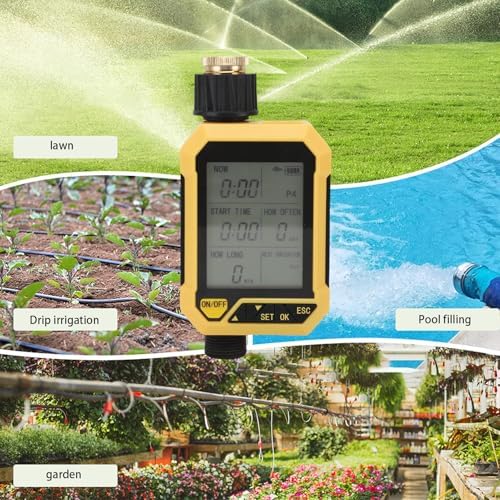 Programmable Water Timer, Digital Irrigation Timer with Rain Delay, Manual Mode, ABS and Brass Construction for Lawn Yard Garden, Outdoor Watering System for Drip Irrigation - Image 6