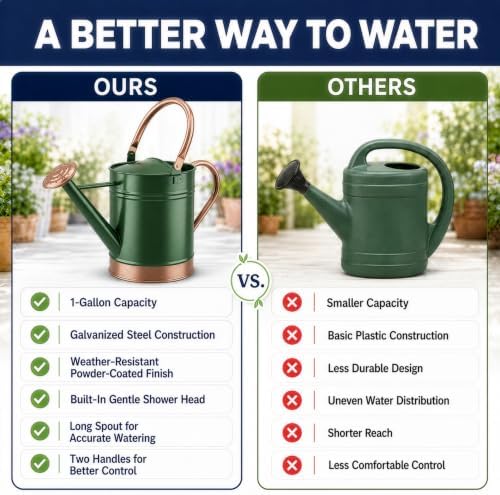 Gardenised 1-Gallon Steel Watering Can with Precision Long Spout Head for Controlled and Shower Watering Ideal for Indoor & Outdoor Plants Flowers & Houseplants, Green - Image 3