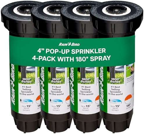 Rain Bird 1804HDPRS Pressure Regulated 4 Inch Pop Up Sprinkler Head 4 Pack by RainBird