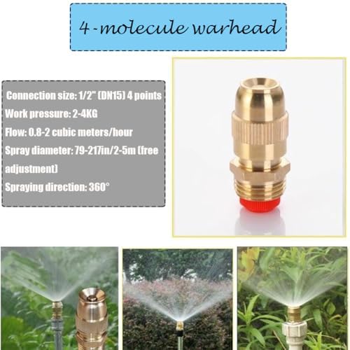 10 brass mist nozzles, adjustable spray size, used for outdoor cooling system Agricultural lawn vegetable garden watering and irrigation Adjustable atomization spray head 10pcs - Image 7