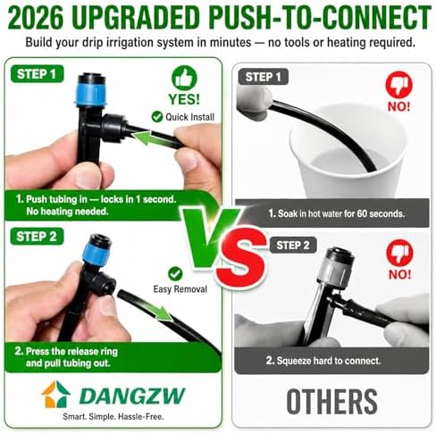 300FT Drip Irrigation System Kit, Quick Push-to-Connect Auto Garden Watering Irrigation System with 70FT 1/2'' & 230FT 1/4'' Tubing, Adjustable Dripper Sprayers for Raised Bed, Lawn, Greenhouse - Image 4