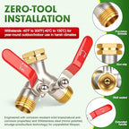 Hose Splitter 2 Way, High Flow Garden Hose Splitter, 3/4” Ght Inlet Brass Heavy Duty Hose Converter, Full Flow water 2 Way Faucet hose splitter, Long Handle Hose Valve Large Outlet. - Image 4