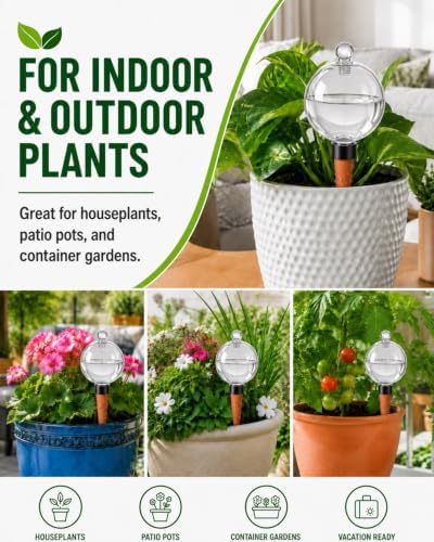 2 Pack Extra Large Plant Self Watering Globes, 26oz Automatic Waterer Bulbs - Image 6