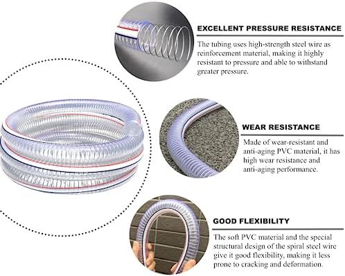 2" ID x 2 1/4" OD Heavy-Duty Steel Wire Vacuum Suction Hose, PVC High Pressure UV Chemical Resistant Thick Flexible Vinyl Tubing, Bilge Pump Hose, 10FT - Image 2