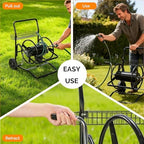VINGLI 2-Wheel Garden Hose Reel Cart, Freestanding Water Hose Reel for Outside with Heavy Duty Portable Rolling Design Metal, 200FT Capacity for 3/4" Hose for Outdoor Use (Black) - Image 7