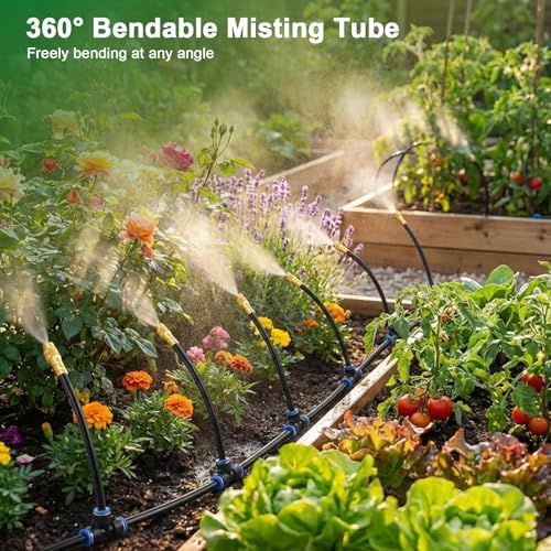 Drip Irrigation System, 2026-Upgrade 200Ft 1/4" Garden Watering System with 40 Pcs 360° Adjustable Copper Nozzles, DIY Kit for Garden, Lawn, Greenhouse, Raised Beds & Outdoor Plants - Image 6