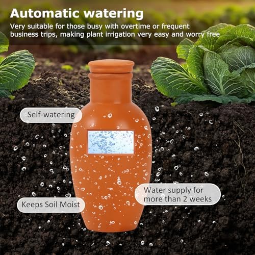 8pcs 3.1 * 3.1 * 6in Olla Pots for Garden Olla Watering System Terracotta Watering Pots Olla Watering Pot with Lid Terracotta Globes Clay for Indoor and Outdoor Terra Cotta Clay - Image 3