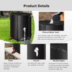 Portable Rain Barrel, 13-264 Gallon Rainwater Collection Tank with Filter & Spigot, Gutter Catcher for Efficient Water Storage (Black, 0.7x0.98m, 380L/100.4gal) - Image 3
