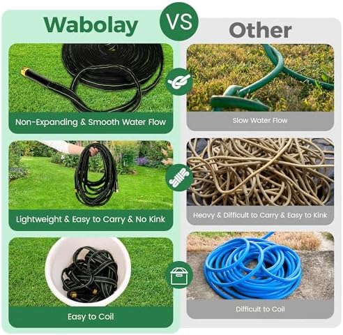 Garden Hose 75 ft Water Hose Flexible Heavy Duty Lightweight No Kink Long Outdoor Non-Expandable High Pressure Flat Hoses Pipe 75’ Strong 3/4’’ Brass Fitting for Outside Yard Lawn Car Wash - Image 5