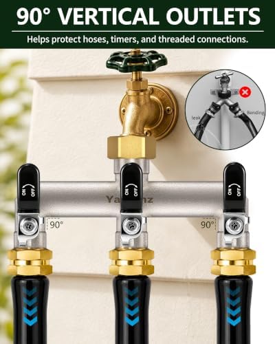 3-Way Garden Hose Splitter, Heavy-Duty Brass, 3/4" GHT, Black - Image 5