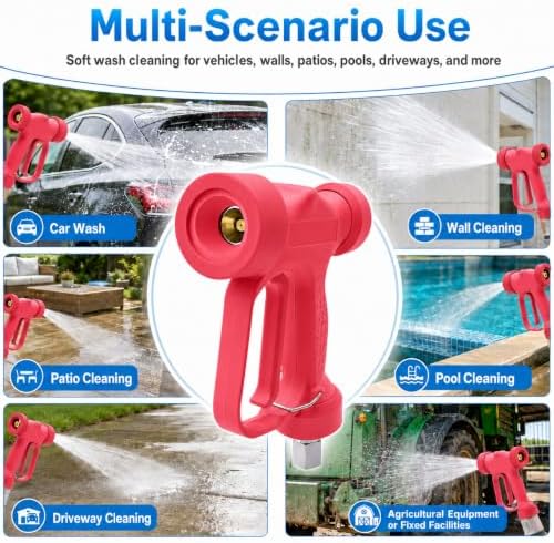 MINGOU Red Rear Entry Soft Wash Gun,350PSI 16GPM 1/2" BSP SS Swivel - Image 6