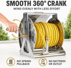 304 Stainless Steel Garden Hose Reel, Wall Mounted or Freestanding, Manual Crank, Holds up to 164 ft of 1/2 Inch Hose, Brass Fittings and Metal Nozzle 10m - Image 4