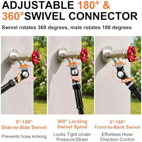 Omont Swivels 180° To 360° Garden Hose Connector Faucet Extender Metal Adjustable Water Hose Adapter Universal Water Hose Connector Fittings - Image 2