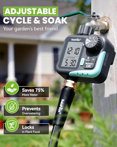 RAINPOINT Sprinkler Timer - Cycle & Soak Hose Timer for Garden Hose with Automatic Watering/Manual Watering/Rain Delay, Programmable for Irrigation System, Lawn, Yard, Outdoor - Image 3