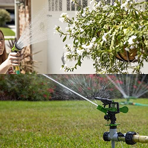 AMES (3) Piece Sprinkler & Sprayer Set with (1) Pulsating Spike Style, (1) 3 Arm Rotating Sprinkler and (1) 7-Pattern Spray Nozzle for Lawn, Garden or Yard, Watering, Adjustable, Easy Hose Connections - Image 6