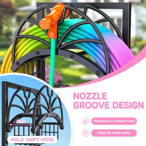 Garden Water Hose Holder Freestanding with Storage Basket for Outside - Image 2
