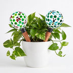 Mosaic Watering Globes 2 Pack Terracotta Self Watering Spike Green by Chonsun