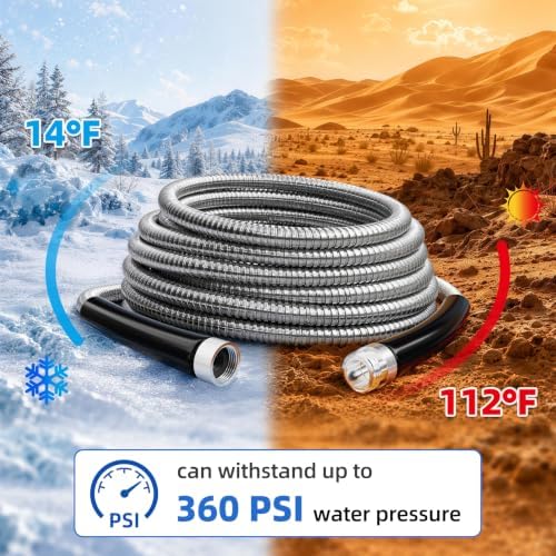 SPECILITE 25ft 304 Stainless Steel Metal Garden Hose with Blue Nozzle - Image 6