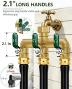 3-Way Garden Hose Splitter, Heavy-Duty Brass, 3/4" GHT, (Green) - Image 5