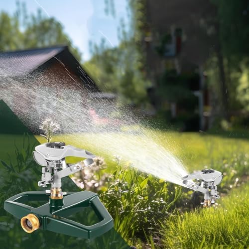3 Sets Rotating 360 Degree Swivel Garden Sprinkler Pulsating Impact Sprinkler with Metal Base, Heavy Duty Adjustable Garden Hose Sprinklers System for Large Area Lawn Yard(Large Head) - Image 4