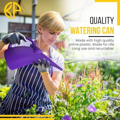 2 Pack Watering Can 1/2 Gallon - Small Watering Can for Indoor Plants - Outdoor Watering Can - Purple Plant Waterer - Plastic Watering Can for Garden - Image 4