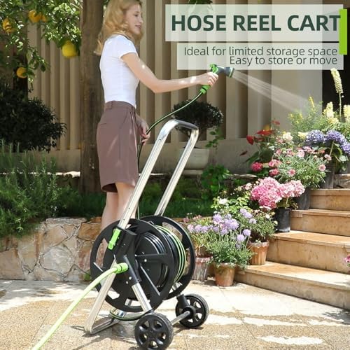 Garden Hose Reel Cart, Holds 75-150 Feet of 5/8" Hose - Image 2