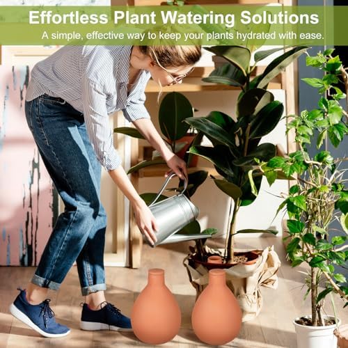 Blushtier 4 Pcs Terracotta Watering Pots Olla Self Watering with Lid 34 oz - Image 6