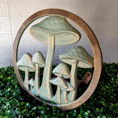 Zeckos Garden Hose Holder Mushroom 12 Inch Cast Iron Verdigris Bronze - Image 4