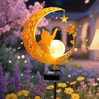 Solar Garden Lights Waterproof, Gift for Women Mom Grandma Wife Daughter, Cat Pathway Stake Lights, Glass Globe with Moon Cat Decor, Outdoor Decor Lights for Walkway Yard Lawn Patio Courtyard Garden by YJFWAL