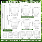 Self Watering Plant Pots, 5.1''/6.6''/7.2'', Transparent, 18 Pcs - Image 2