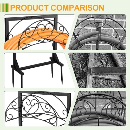 Garden Hose Holder Stand with 4 Ground Spikes, Black - Image 4