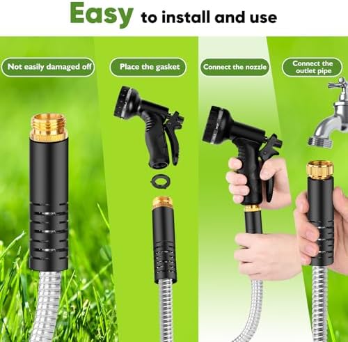 Rcfunkid Garden Hose 175FT No-Kink Metal Hose With 10 Function Nozzle Tough - Image 5