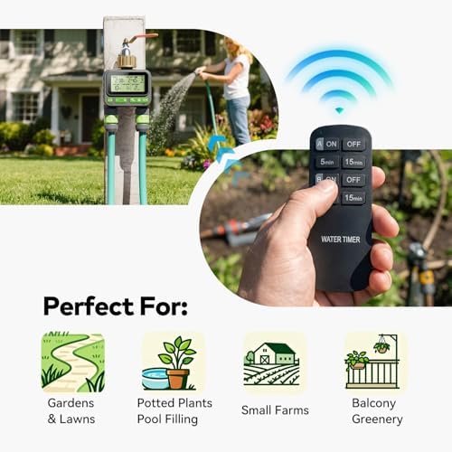 Remote Control Water Timer,2 Zone Sprinkler Timer Brass Inlet for Garden Hose - Image 3