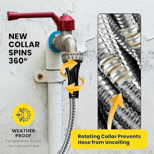 Bionic Steel PRO 100 Ft Garden Hose with Nozzle, Premium 304 Stainless Steel Metal Water Hose 100Ft Flexible Hose, Rust Proof, Lightweight, Heavy Duty, Crush Resistant Fittings, 500 PSI, 2025 Model - Image 6