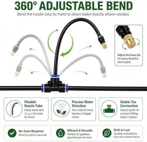 66FT 5/16" Garden Watering Kit with 22 Brass Nozzles - Image 6