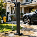 Black Matte Outdoor Water Column Garden Water Tap - 304 Stainless-Steel Freeze Proof Faucet Post Hose Stand for Irrigation Washing, Patio Yard Hydrant(Style 3,Height: 60cm/23.6in) by Gaommini
