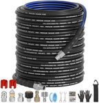 Sewer Jetter Kit for Pressure Washer(200FT),1/4" NPT Drain Cleaner Hose 5800PSI with 3 Sewer Jet Nozzles，Pearl Corsage Pin，Marking Ring,Spray Nozzle，Teflon Tape&Gloves by VividWash