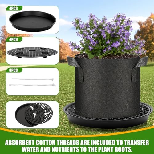 4 Pack Self-Watering Base for Fabric Pot,Auto-Irrigation Water Delivery System,14Inch Plastic Plant Saucer Stand for for Indoor-Outdoo and Grow Tents Greenhouses - Image 3