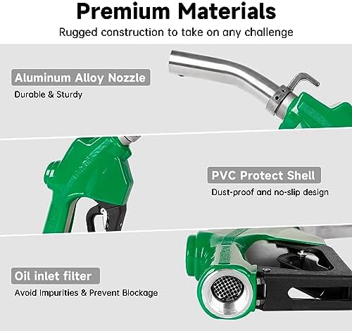 1" NPT Automatic Fuel Nozzle with Hook, Gas Nozzle Diesel Pump Handle Max Flow Rate 30GPM, 3-speed Padlock, Auto Shut Off, 19/16" (OD=30mm) Spout for Gasoline, Diesel, Kerosene Biodiesel - Image 5