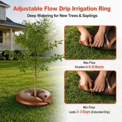 4-Pack 15 Gallon Tree Watering Bags and Rings, Slow Release Automatic Drip Irrigation with Adjustable Flow Valve, Deep Root Watering for Newly Planted Trees and Shrubs - Image 4