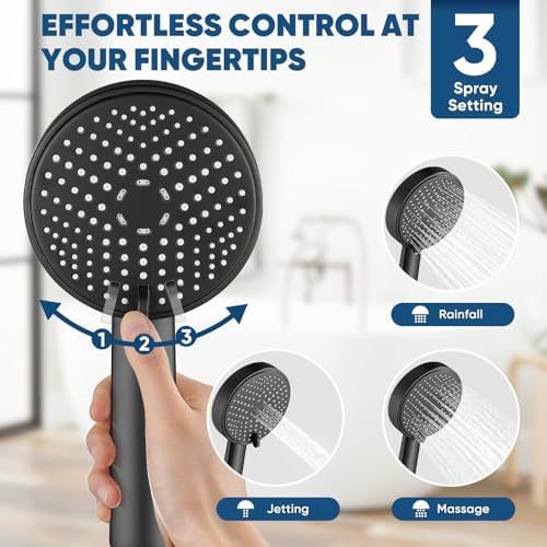Cobbe® All Metal Handheld Shower Head, 3 Spray Settings, 1.8GPM - Image 2