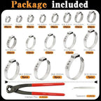 360Pcs 16 Size 5.3-36.1mm Single Ear Hose Clamps Kit with Pliers Tool - Image 5