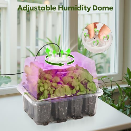MIXC 6 Pack Seed Starter Kit with Grow Light, Humidity Dome, Transparent - Image 5