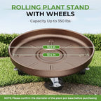 Plant Caddy With Wheels 13" Metal Plant Saucers for Indoors 350 Lb Capacity - Image 3