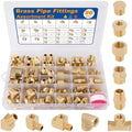 KOOTANS 96PCS Brass Pipe Fittings Assortment Kit - NPT Adapter, Reducer Bushing, Hex Nipple, Coupling, Head Plug, 45 & 90 Degree Barstock Street Elbow, Tee Fittings Kit by KOOTANS