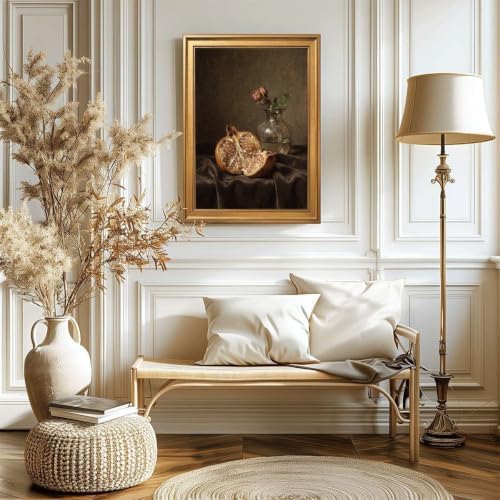 Gold Vintage Framed Still Life Pomegranate and Rose Wall Art Print - Image 6