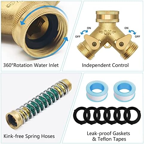 Garden Hose Splitter, 2 Way Y Connector Faucet Diverter, 3/4 Inch Copper - Image 2