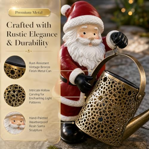 Solar Watering Can Light,Christmas Santa Solar Kettle Lights, Solar Outdoor Decorative,Garden Decor Lights for Yard, IP65 Waterproof Novelty Santas Solars Christmas Decorations Night Lights - Image 3