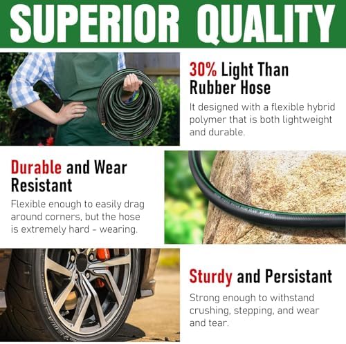 Heavy Duty Garden Hose 73ft, NON-EXPANDABLE Flexible Water Hose, Kink Resistant Lightweight Hybrid Hose, Leakproof Hose Male to Female Fittings - Image 6